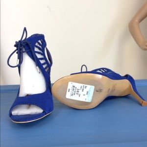 New ! Royal blue suede lace up sandal